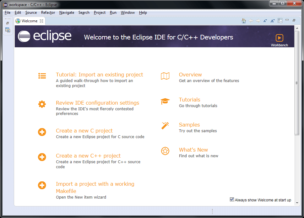 Eclipse Neon C++ Developers - Welcome to the Eclipse IDE