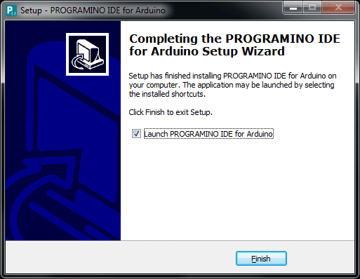 PROGRAMINO IDE - Setup Wizard finished for Arduino